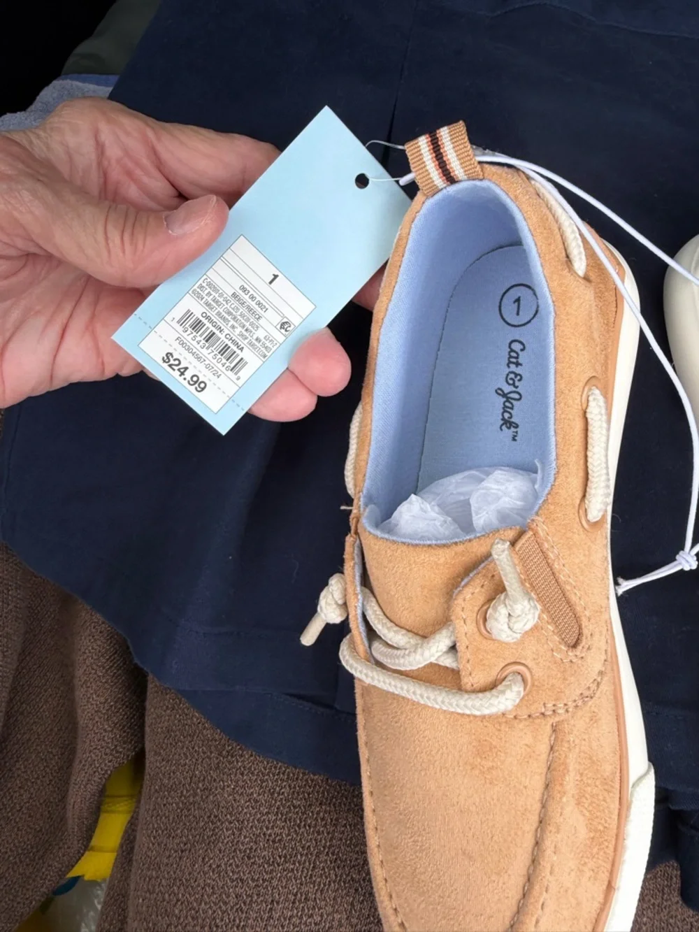Cat & Jack Kids' Tan Suede Moccasin Boat Shoe size 1NWT2 pair available
